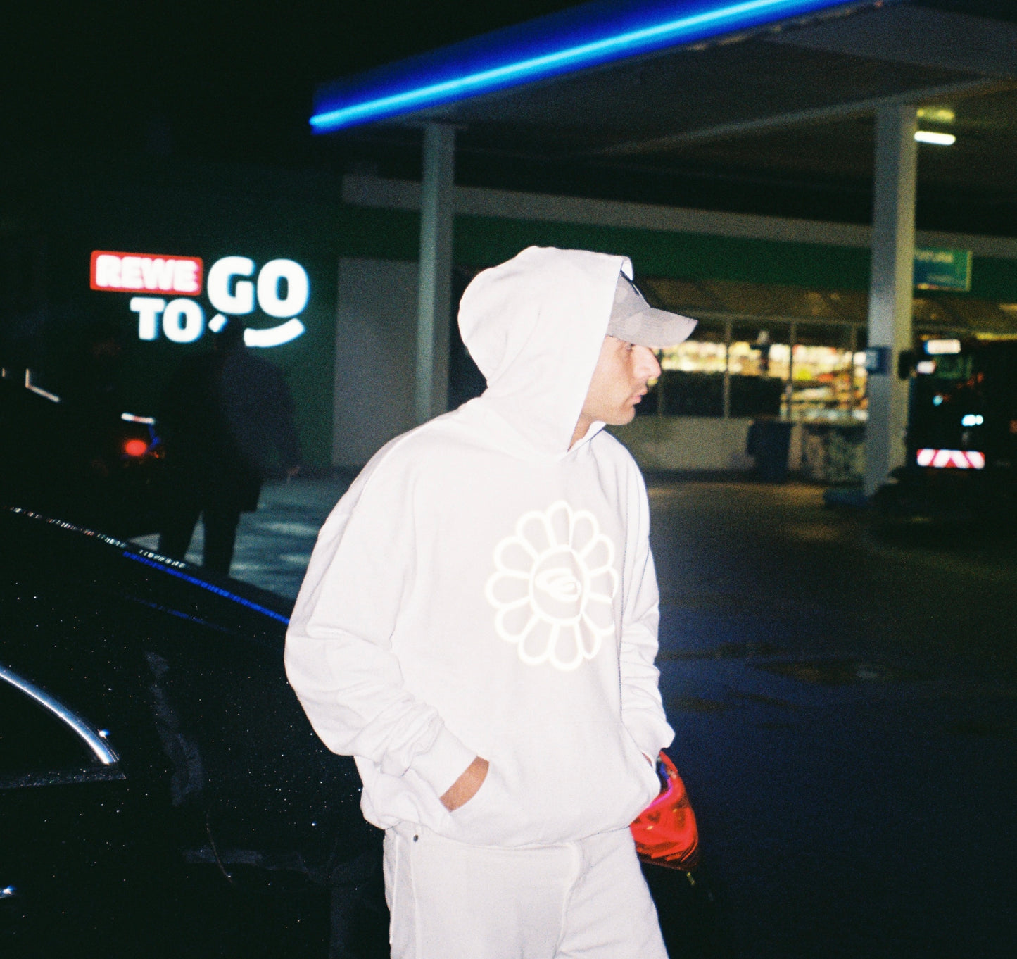 Flowers of Cammino reflective Hoodie - White